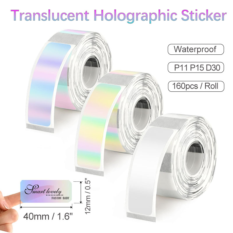 Label Maker - D30 Transparent Holographic Thermal Label Paper